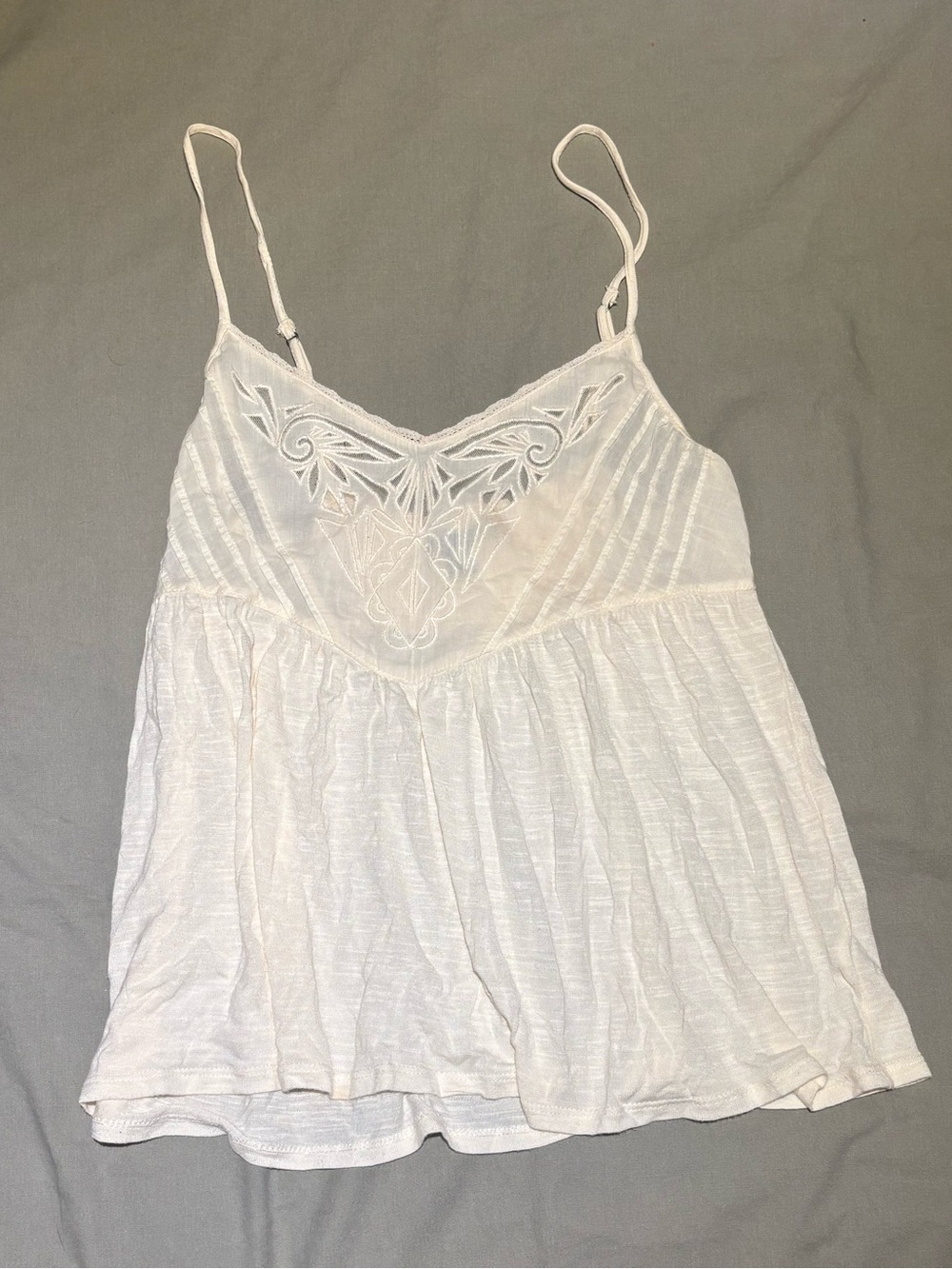 American Eagle Outfitters White Embroidered Spaghetti Strap Camisole